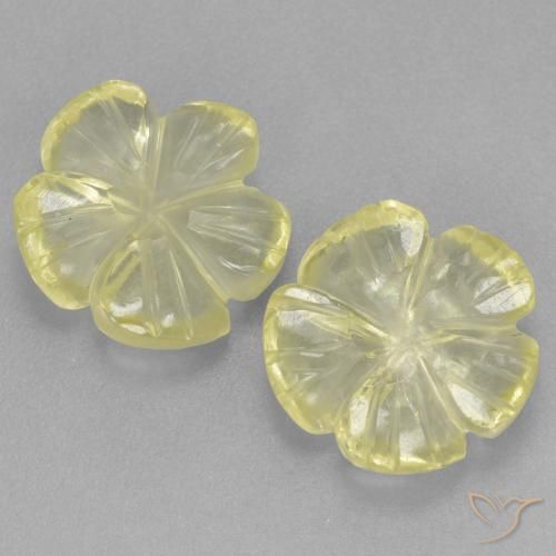5.33ctw Naturel Jaune citron Quartz, Taille Fleur, Transparent