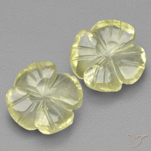 5.03ctw Naturel Jaune citron Quartz, Taille Fleur, Transparent