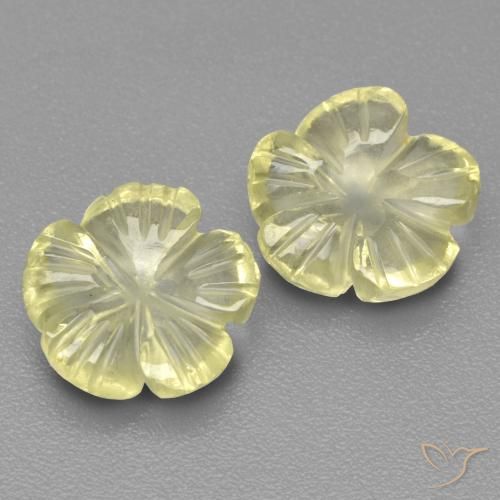 4.17ctw Naturel Jaune citron Quartz, Taille Fleur, Transparent