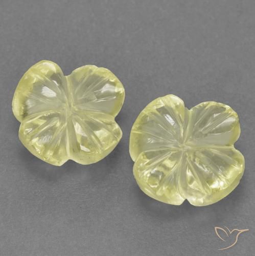 2.50ctw Naturel Jaune citron Quartz, Taille Fleur, Transparent
