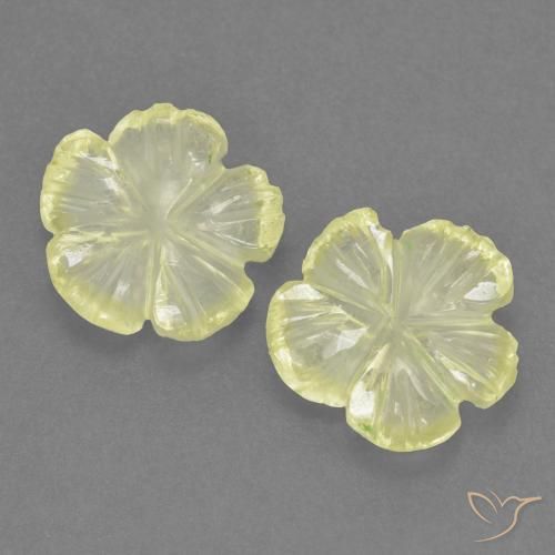 2.03ctw Naturel Jaune moyen-léger Quartz, Taille Fleur, Transparent