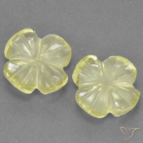 2.43ctw Naturel Jaune citron Quartz, Taille Fleur, Transparent