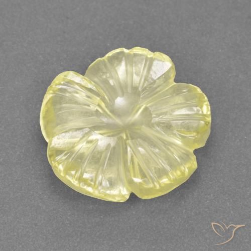 3.42ct Naturel Jaune pâle Quartz, Taille Fleur, Transparent