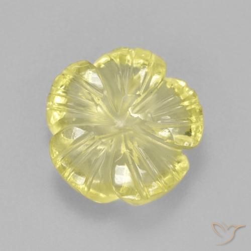Quartz Jaune clair naturelle Taille Fleur, 3.83 ct, Transparent