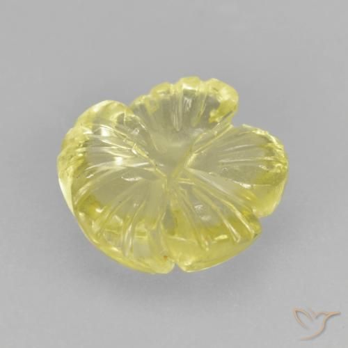 Quartz Jaune clair naturelle Taille Fleur, 3.83 ct, Transparent