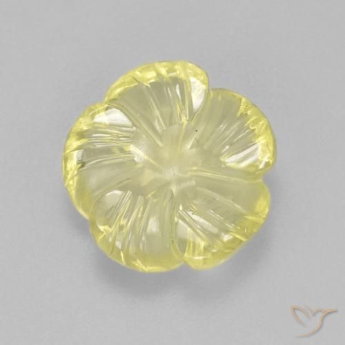 3.36ct Naturel Jaune clair Quartz, Taille Fleur, Transparent