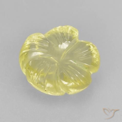Quartz Jaune clair naturelle Taille Fleur, 3.36 ct, Transparent