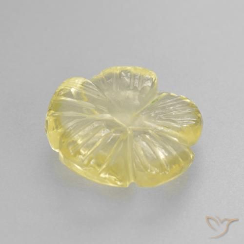 Quartz Jaune pâle naturelle Taille Fleur, 3.12 ct, Transparent