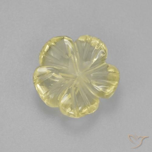 2.21ct Naturel Jaune verdâtre clair Quartz, Taille Fleur, Transparent, Photo A