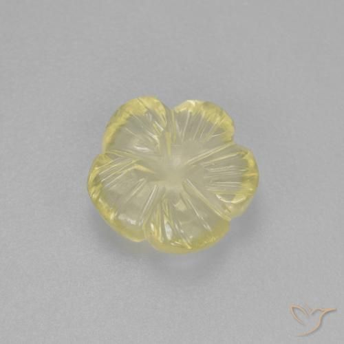 Quartz Jaune verdâtre clair naturelle Taille Fleur, 1.56 ct, Transparent