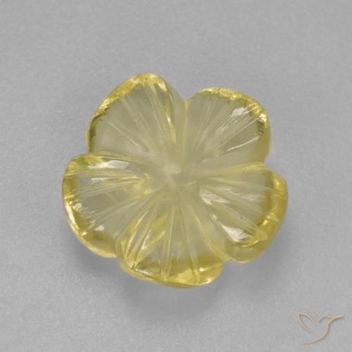 Quartz Jaune verdâtre clair naturelle Taille Fleur, 2.21 ct, Transparent