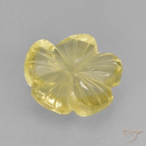 Quartz Jaune verdâtre clair naturelle Taille Fleur, 2.21 ct, Transparent