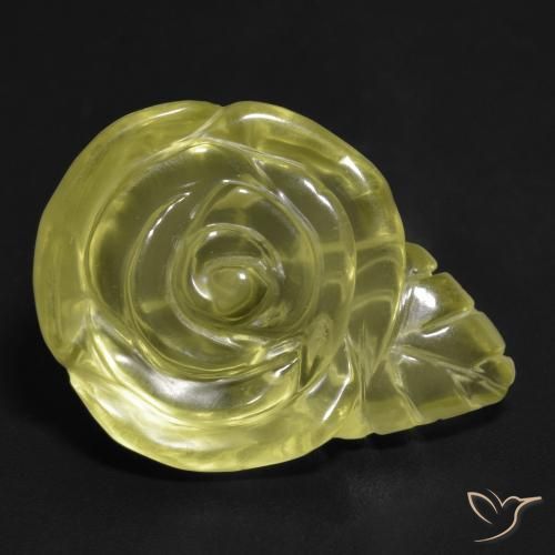 19.94ct Naturel Jaune pâle Quartz, Taille Fleur, Transparent, Photo A