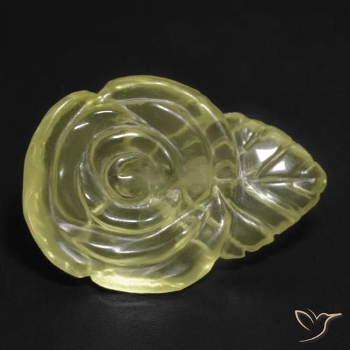 12.65ct Naturel Jaune pâle Quartz, Taille Fleur, Transparent