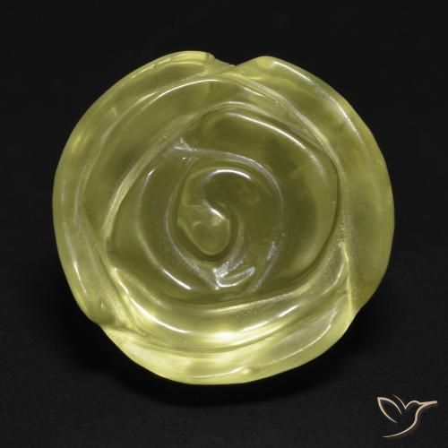 19.51ct Naturel Jaune verdâtre clair Quartz, Taille Fleur, Transparent