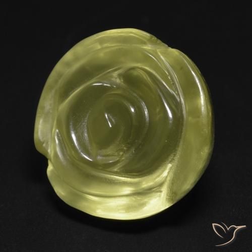 Quartz Jaune verdâtre clair naturelle Taille Fleur, 19.51 ct, Transparent