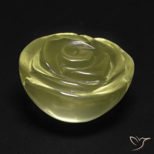 Quartz Jaune verdâtre clair naturelle Taille Fleur, 19.51 ct, Transparent
