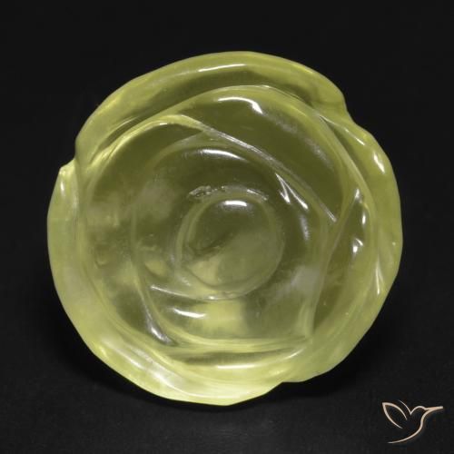14.87ct Naturel Jaune verdâtre clair Quartz, Taille Fleur, Transparent