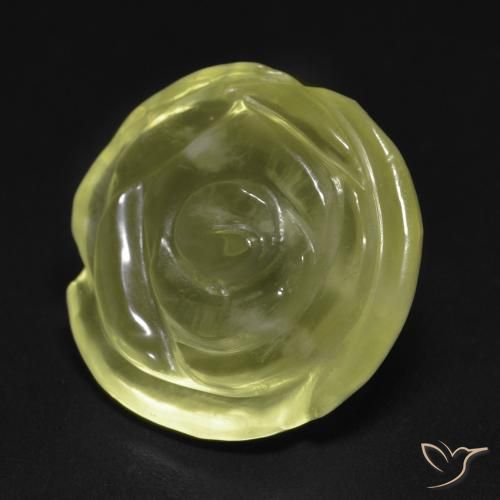 Quartz Jaune verdâtre clair naturelle Taille Fleur, 14.87 ct, Transparent