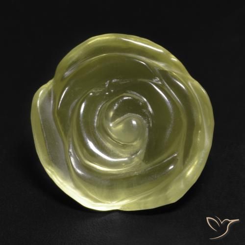 11.58ct Naturel Jaune verdâtre Quartz, Taille Fleur, Transparent
