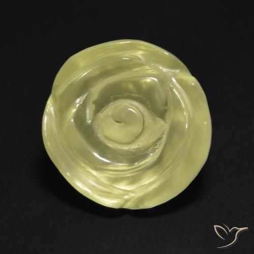 13.05ct Naturel Jaune verdâtre clair Quartz, Taille Fleur, Transparent, Photo A