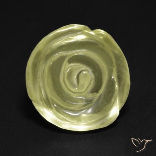 Quartz Jaune verdâtre clair naturelle Taille Fleur, 11.54 ct, Transparent