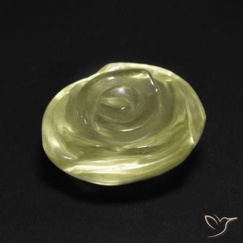 Quartz Jaune verdâtre clair naturelle Taille Fleur, 11.54 ct, Transparent