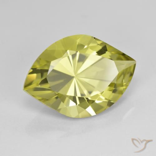 Quartz Vert jaunâtre naturelle Marquise, 7.34 ct, VVS