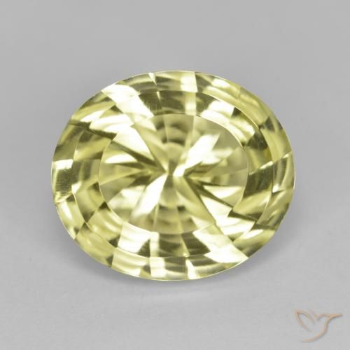 Quartz Jaune verdâtre naturelle ovale, 6.71 ct, VVS