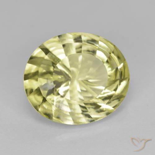 Quartz Jaune verdâtre naturelle ovale, 6.51 ct, VVS