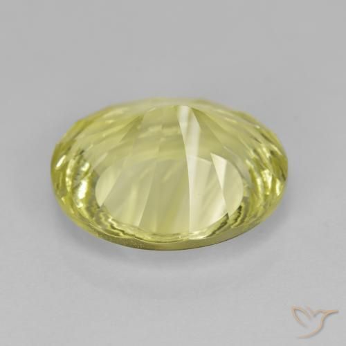 Quartz Jaune verdâtre naturelle ovale, 6.51 ct, VVS