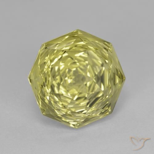 Quartz Jaune verdâtre naturelle Octogone / coupe Émeraude, 6.83 ct, VVS