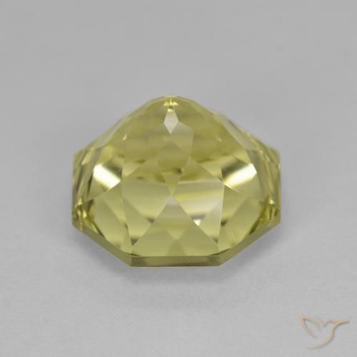 Quartz Jaune verdâtre naturelle Octogone / coupe Émeraude, 6.83 ct, VVS