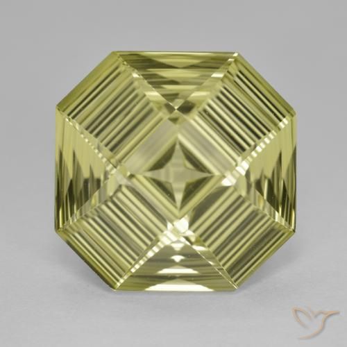 8.77ct Naturel Jaune verdâtre Quartz, Taille émeraude, VVS