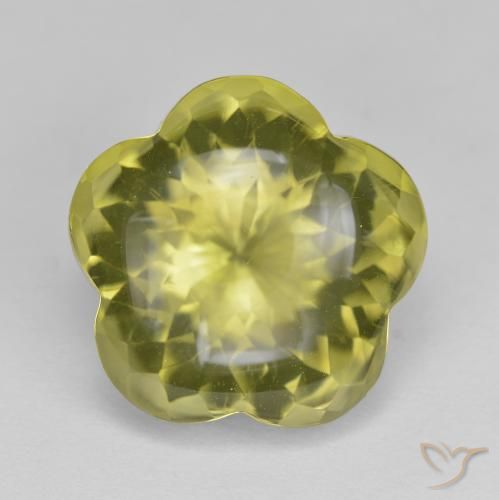 11.91ct Naturel Jaune ananas Quartz, Taille Fleur, Transparent