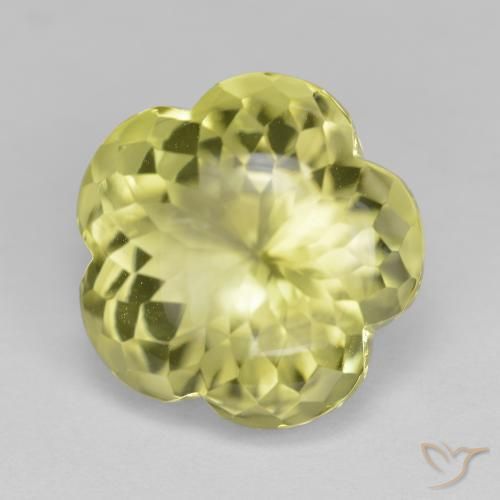 Quartz Jaune verdâtre naturelle Taille Fleur, 11.16 ct, Transparent