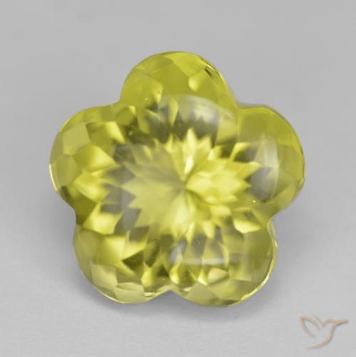 10.71ct Naturel Jaune ananas léger Quartz, Taille Fleur, Transparent