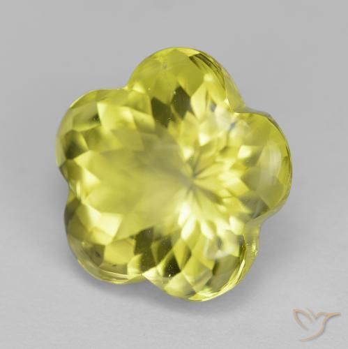 Quartz Jaune ananas léger naturelle Taille Fleur, 10.71 ct, Transparent