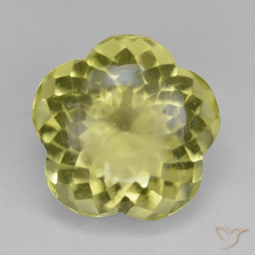 13.86ct Naturel Jaune verdâtre Quartz, Taille Fleur, Transparent