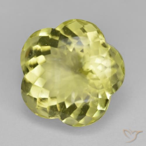 Quartz Jaune verdâtre naturelle Taille Fleur, 13.86 ct, Transparent