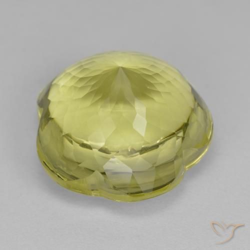 Quartz Jaune verdâtre naturelle Taille Fleur, 13.86 ct, Transparent
