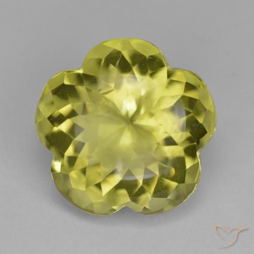 11.31ct Naturel Jaune citron Quartz, Taille Fleur, Transparent