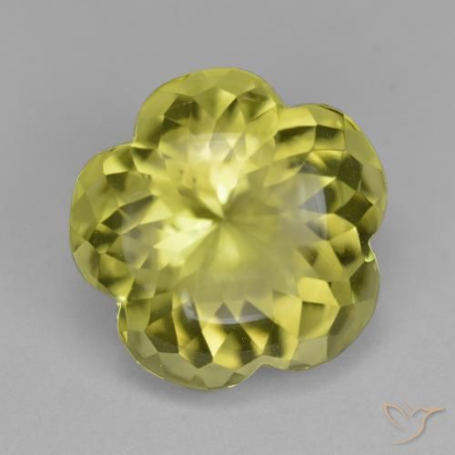 Quartz Jaune citron naturelle Taille Fleur, 11.31 ct, Transparent