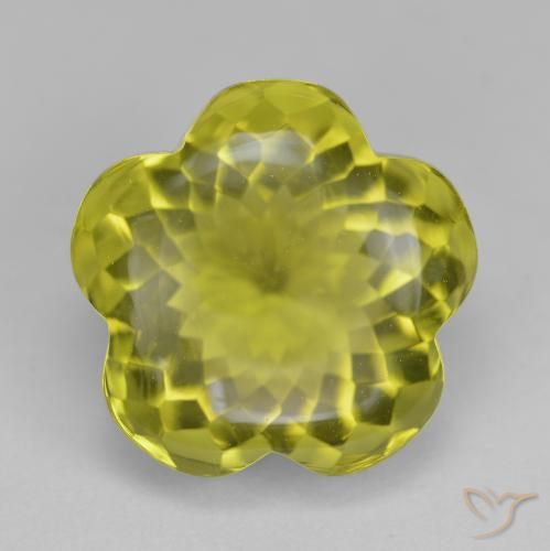14.78ct Naturel Jaune verdâtre Quartz, Taille Fleur, Transparent