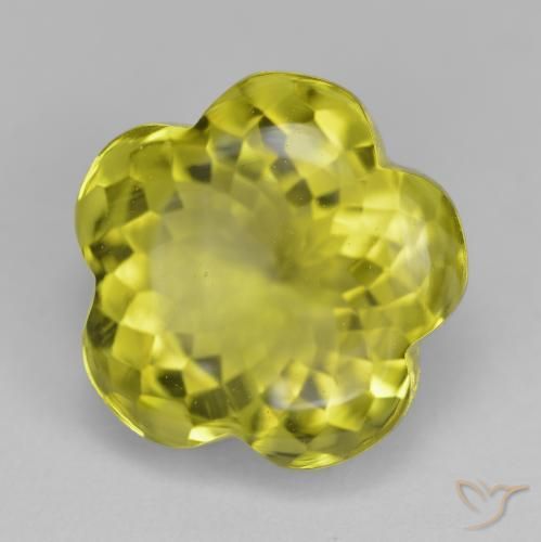Quartz Jaune verdâtre naturelle Taille Fleur, 14.78 ct, Transparent