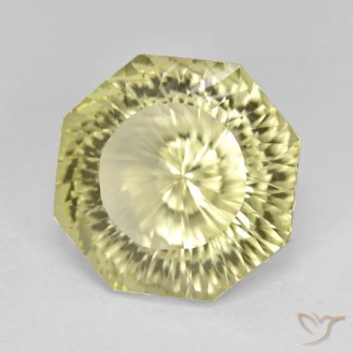 Quartz Jaune citron naturelle Octogone / coupe Émeraude, 8.57 ct, VVS