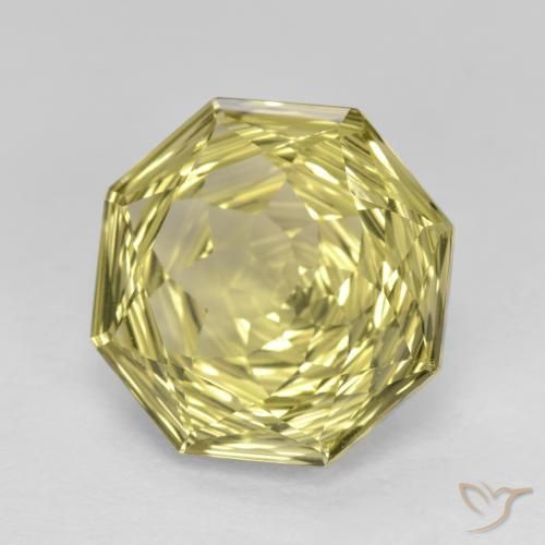 Quartz Jaune ananas léger naturelle Octogone / coupe Émeraude, 5.68 ct, VVS