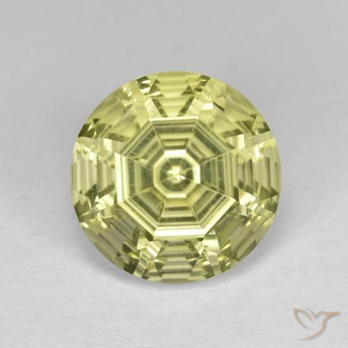 Quartz Jaune verdâtre naturelle Coupe roude, 3.62 ct, VVS-VS