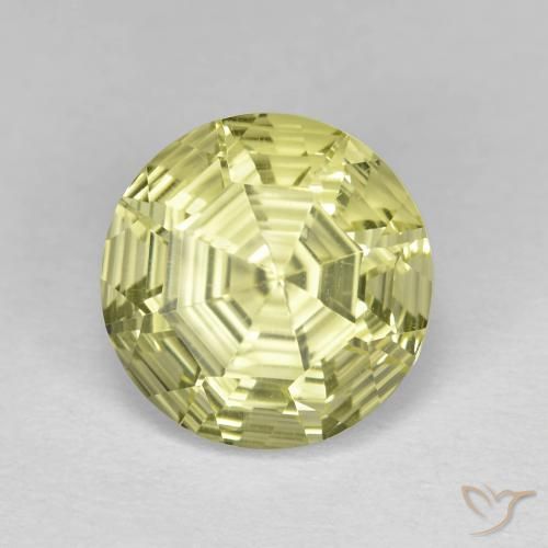 Quartz Jaune verdâtre naturelle Coupe roude, 3.62 ct, VVS-VS