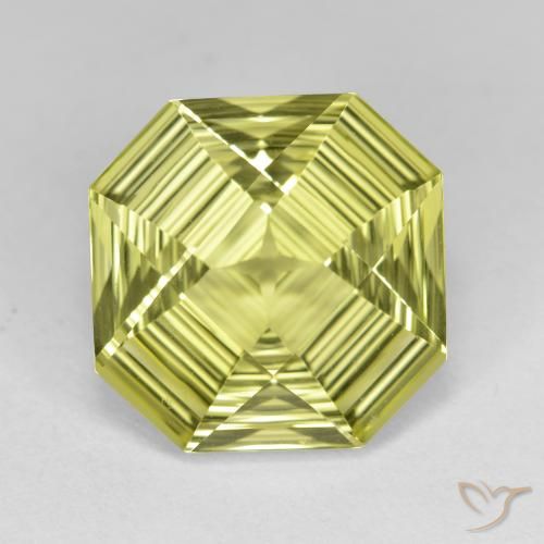 6.15ct Naturel Jaune verdâtre Quartz, Taille émeraude, VVS